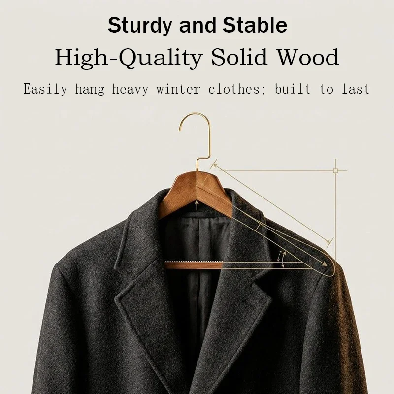 1PCS Wide Shoulder Suit Hanger Solid Wood Jacket Clothing Rack with Non-slip Bar for Shirts High-Quality Non-Bulging Coat Hanger