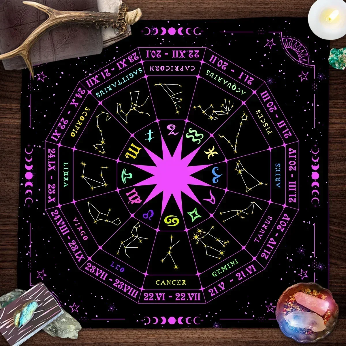 Starry Sky Tarot Card  For Spread Tarot Reading Cloth 12 Constellations Witchcraft Astrology Oracle Card Pad Altar Cloth