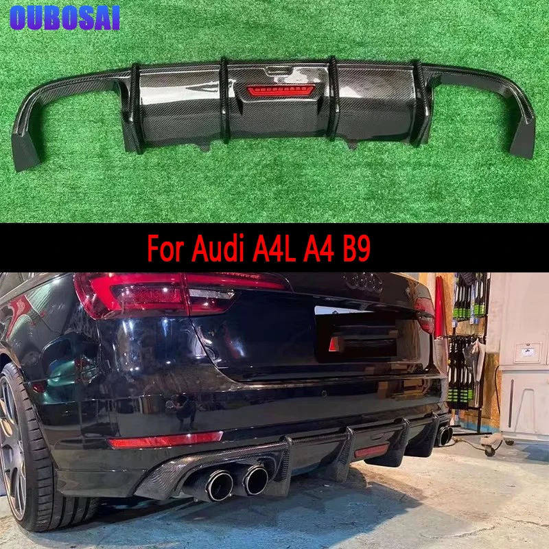 Für Audi A4L A4 B9 2017-2019 Carbon Faser Auto Hinten Stoßstange Diffusor Hinten Splitter Spoiler Zurück lip body kit