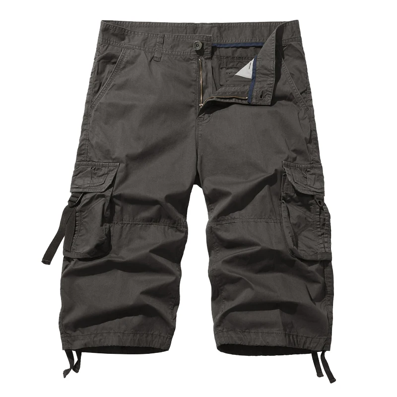 New style Cotton Below Knee Length  3/4 Long Shorts Men\'s Tactical Capri Pants Multi Pocket Summer Twill Work Cargo Pants Man