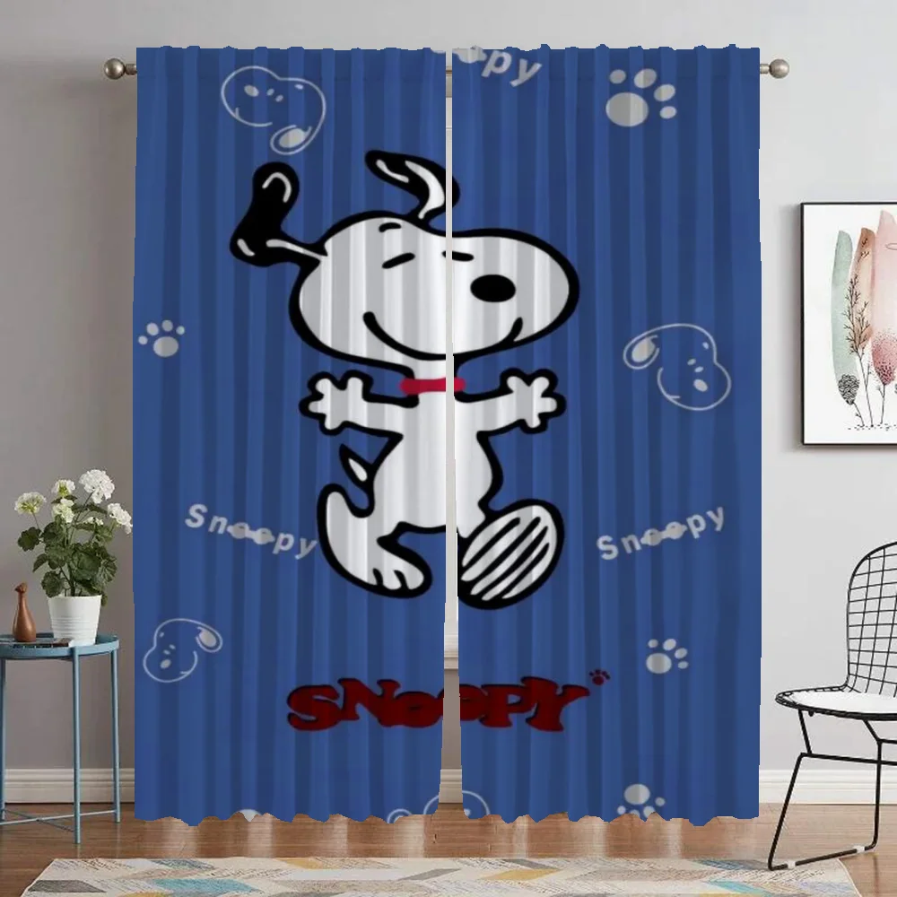 Elegant Room Curtains 2 Pieces Snoopys Blackout Curtain for Room 2 Panel Shades Tulle for Bedroom Partition Halloween Decoration