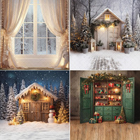 Mehofond Photography Background Winter Christmas Vintage Cottage Snow Xmas Tree Kids Family Portrait Decor Backdrop Photo Studio