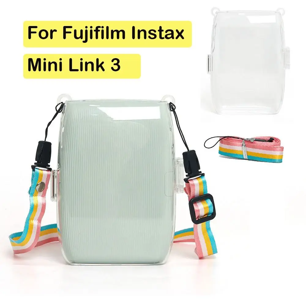 Transparent Protective Shell with Shoulder Strap Shockproof Printer Carrying Case Anti Drop for Fujifilm Instax Mini Link 3