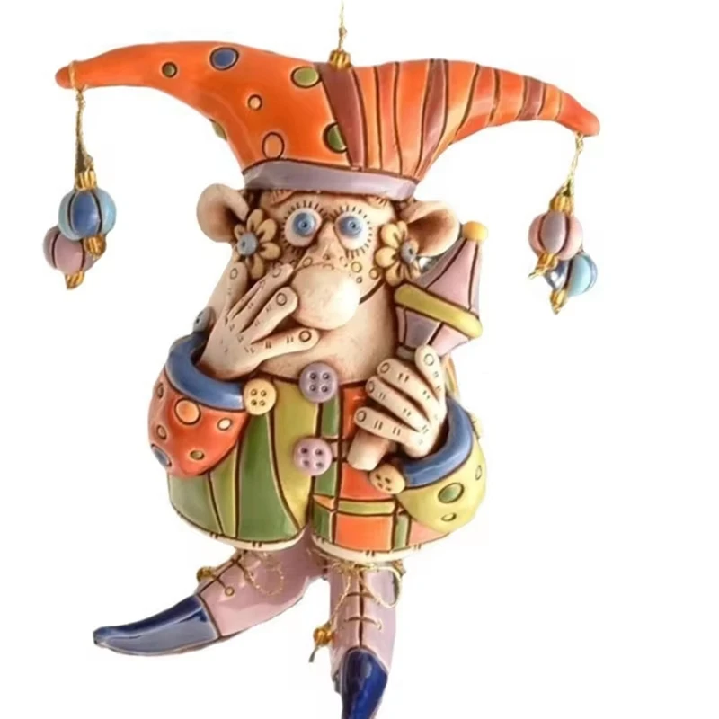 Ornamen Lonceng Angin Badut Halloween Ornamen Taman Luar Ruangan Hadiah Dekoratif Resin