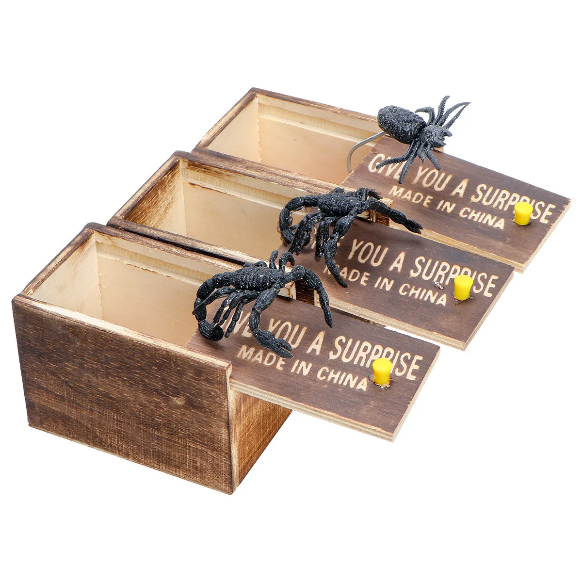 

3pcs Wooden Box Spider Trick Halloween Prank Scare Joke Fun Novelty Insect Surprise For Kids Adults Decoration Prank