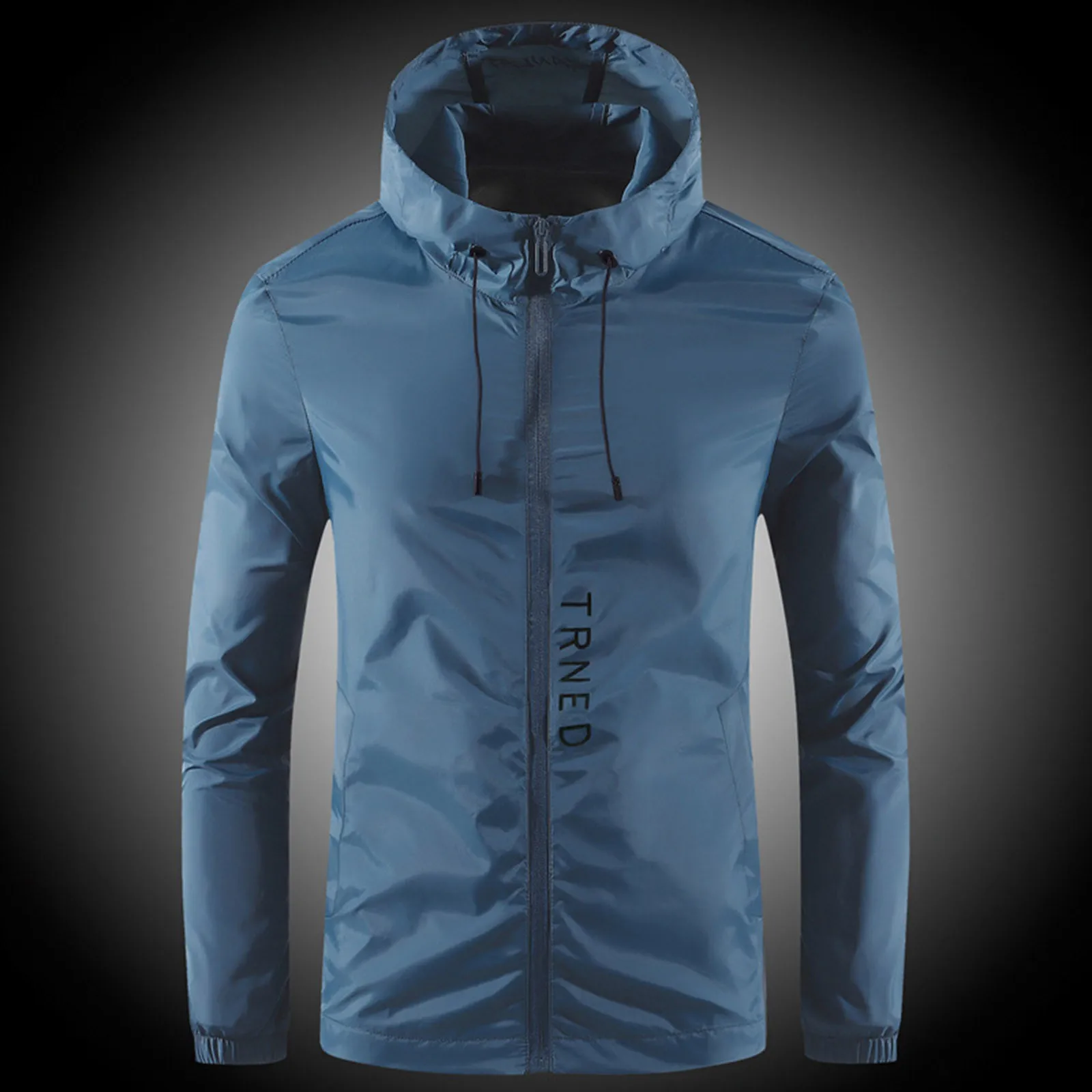 Spring and Summer Sunscreen Ice Silk Jacket Men Lightweight Long Sleeved Zipper Jackets Hooded Solid Color Weather Coats