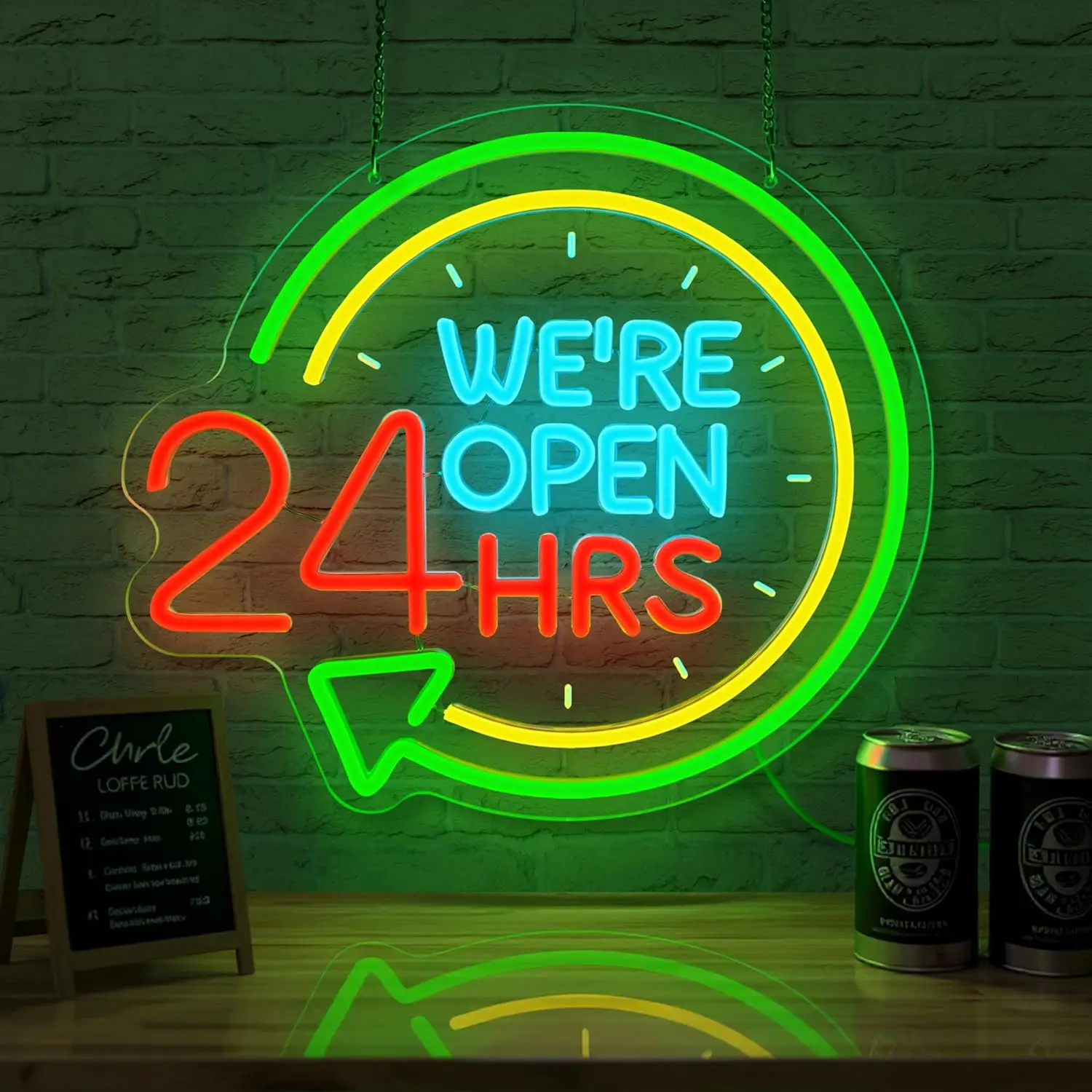 Open Neon Sign We're Open 24 HRS Neon Light Dimmable for Business Shop Restaurant Convenience Store Coffee Bar Pub Hotel Decor