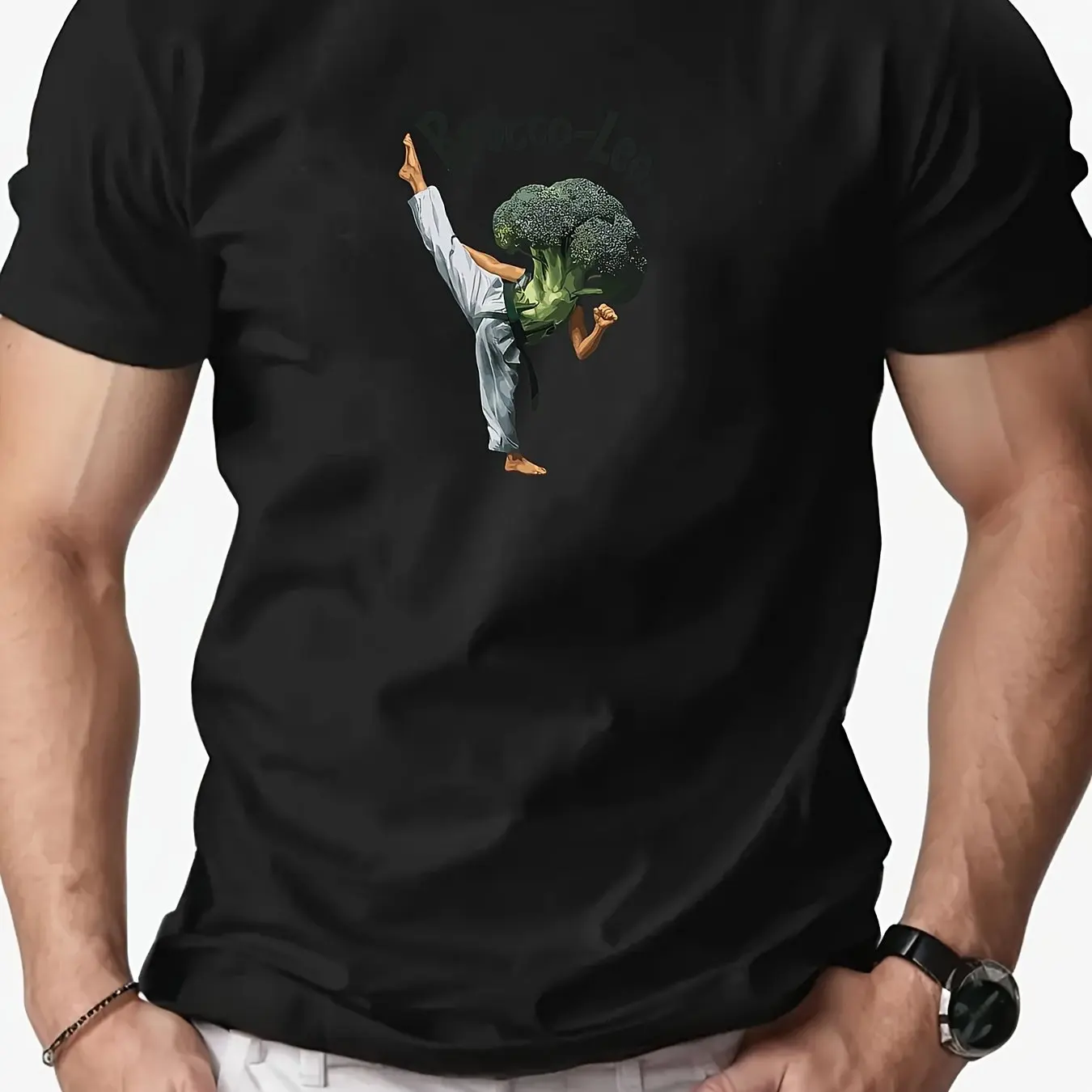 

Мужская летняя повседневная футболка с принтом каратэ-брокколи, мягкая хлопковая футболка с круглым вырезом и короткими рукавами, удобная и мягкая дышащая футболка