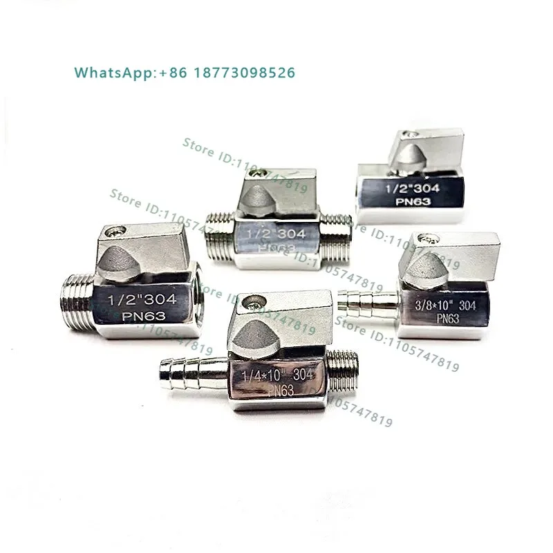 （1PCS）304/316 all steel short handle ball valve, small valve, gas flow control machine equipment, 4-point