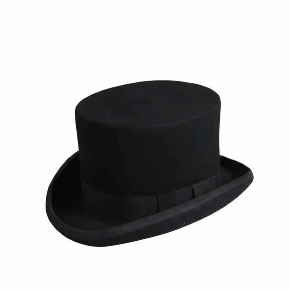Fashion Wool Material Top Hat Satin Lining Classic Design Wool Top Hat Cylinder Hat Stage Performance