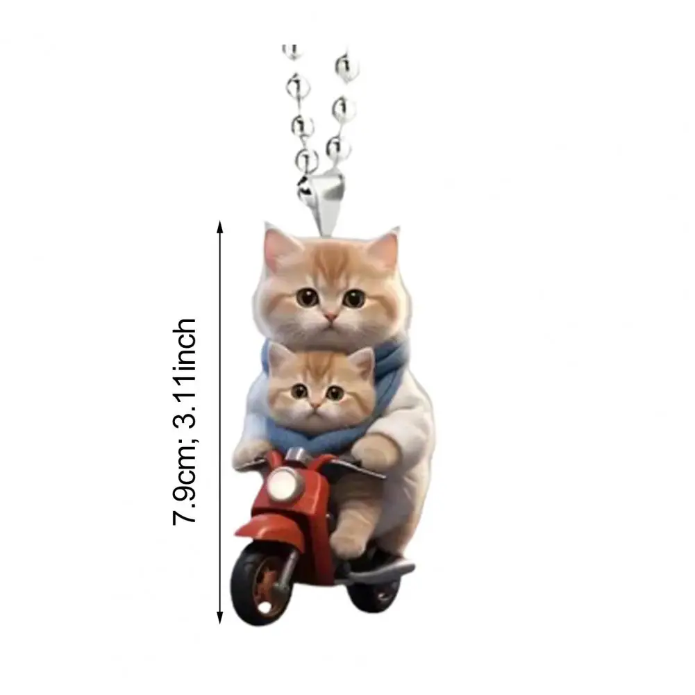 Gato pendurado decoração bonito moto gato acrílico pendurado decoração para casa carro 2d plana equitação gatinho ornamento para o natal