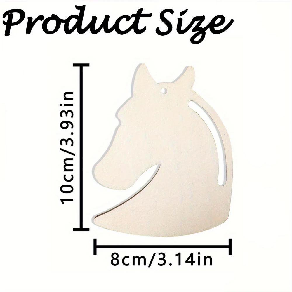 Set Of 24 Wooden Horse-head-shaped Decorative Pieces For Diy Handicrafts And Painting Projects Hanging Home Decor Accessories