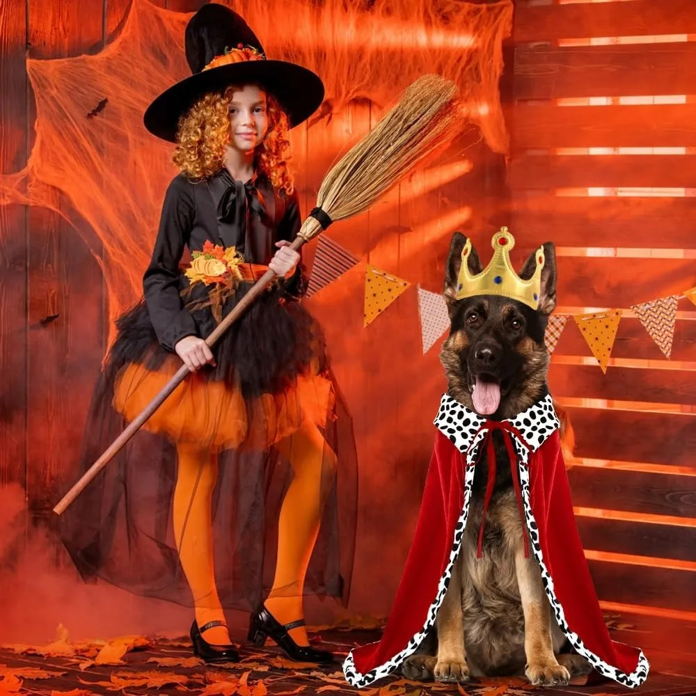 Halloween Dog King Cloak Costume Cute Funny Cape with Crown Adjustable Pet King Cloak for Large Dogs Cats Cosplay Party Supplies 5