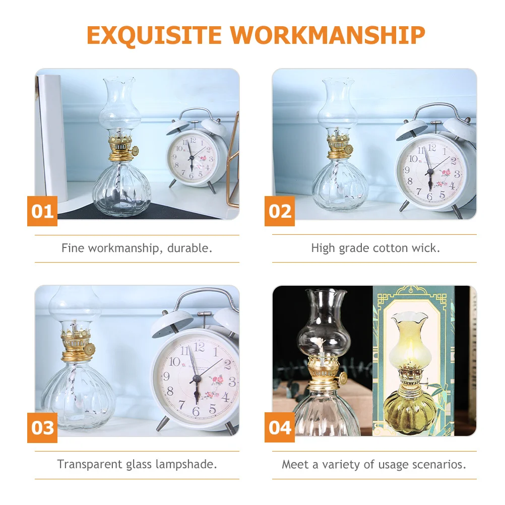 

2Pcs Vintage Hurricane Lamp Large Chamber Oil Lamp Indoor Outdoor Lighting Decoration Simple Design Safe Material