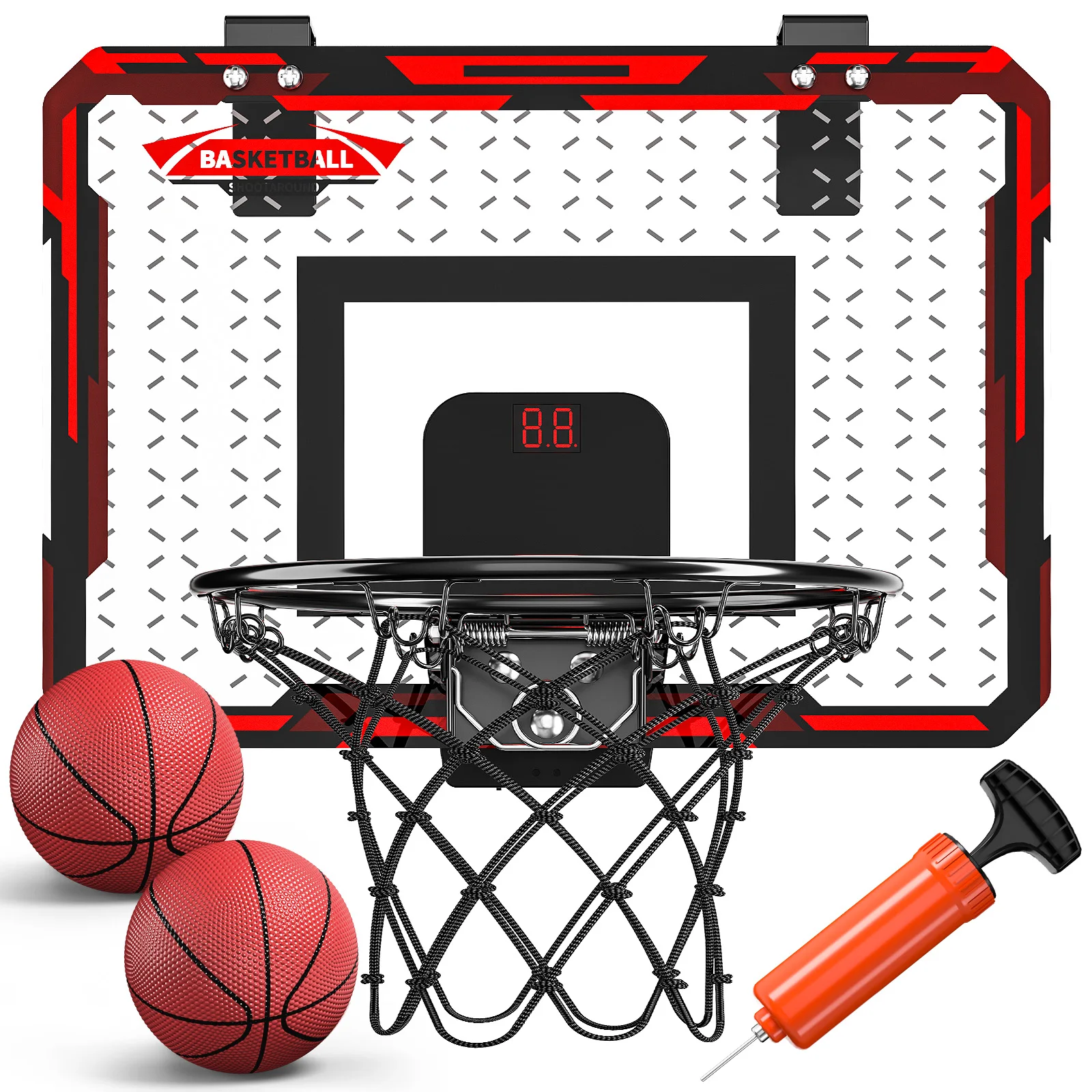 

TEMI children's indoor and outdoor basketball frame, mini basket frame on the door, with electronic scoreboard and 2 balls