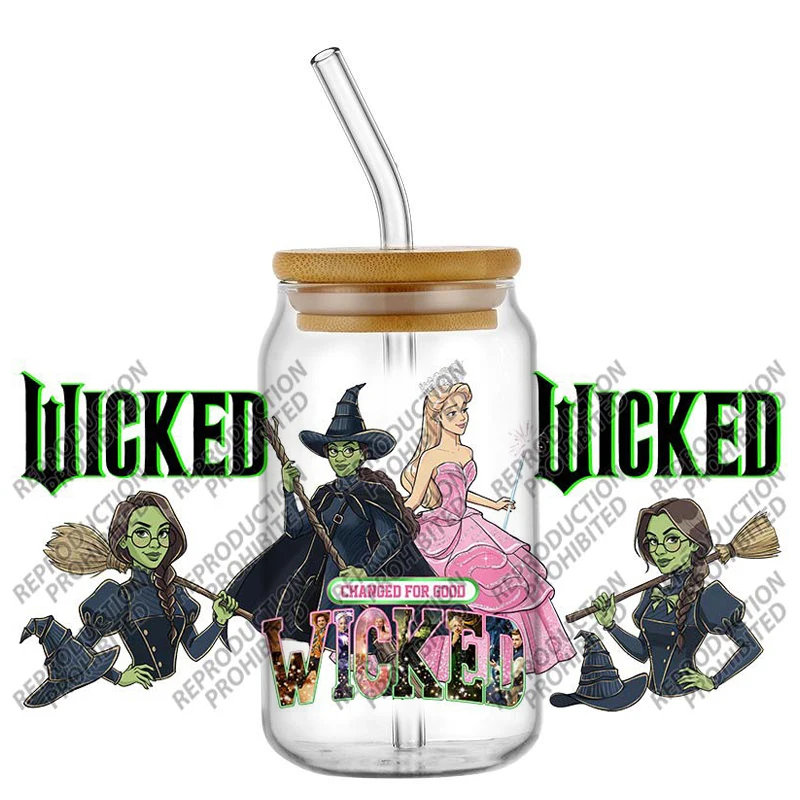 

Witch UV DTF Cup Wraps Wizard UV DTF Transfer Stickers Magic UVDTF Cup Wraps for Glass Bow Hats Broom Silhouettes Vinyl Decals