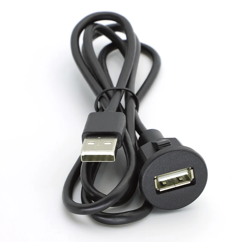 Car Dashboard Installation Extension Cable Usb 2.0 Male to Female Socket Panel Single Port Waterproof Line Adapter