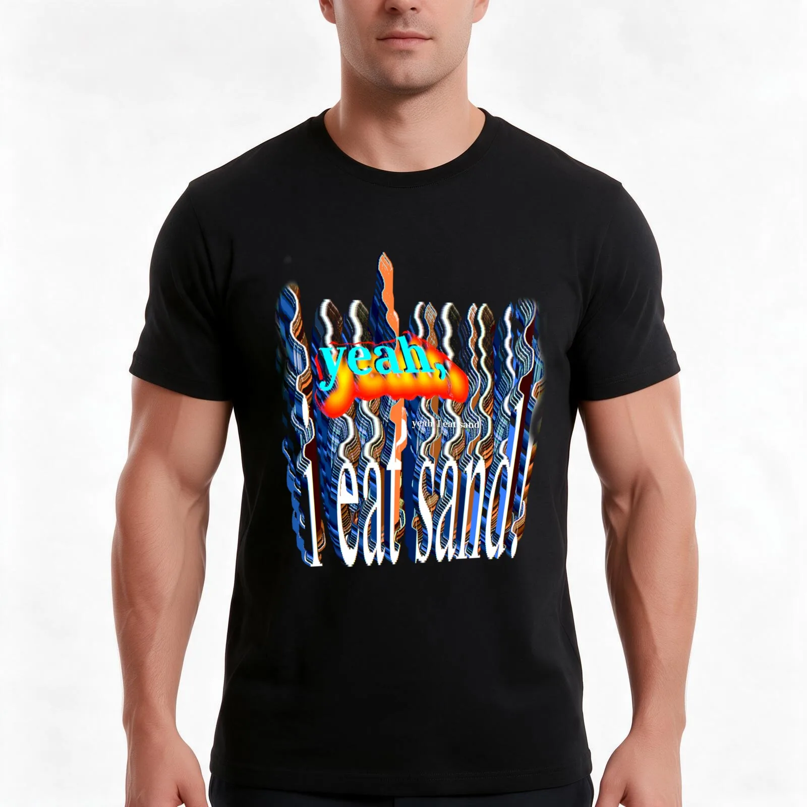 yeah I eat sand! T-Shirt Summer Casual Cotton Tee Oversized Streetwear Tops Vintage Graphic Print Loose Fit Short Sleeve