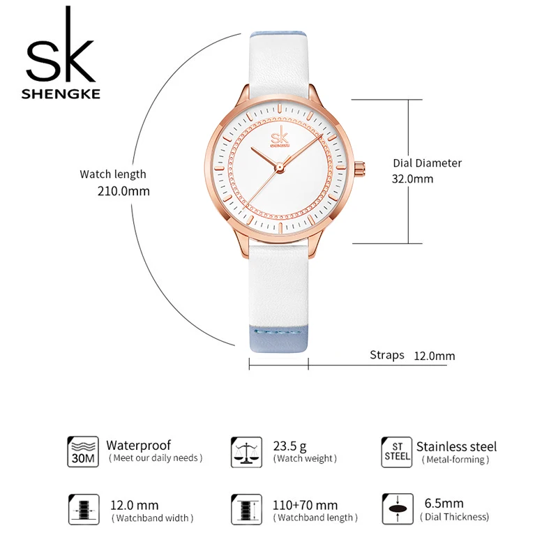 Shengke Fashion Women\'s Watches Original Design Ladies Leather Strap Clock Top Luxury Woman Quartz Wristwatches Reloj Mujer Sk