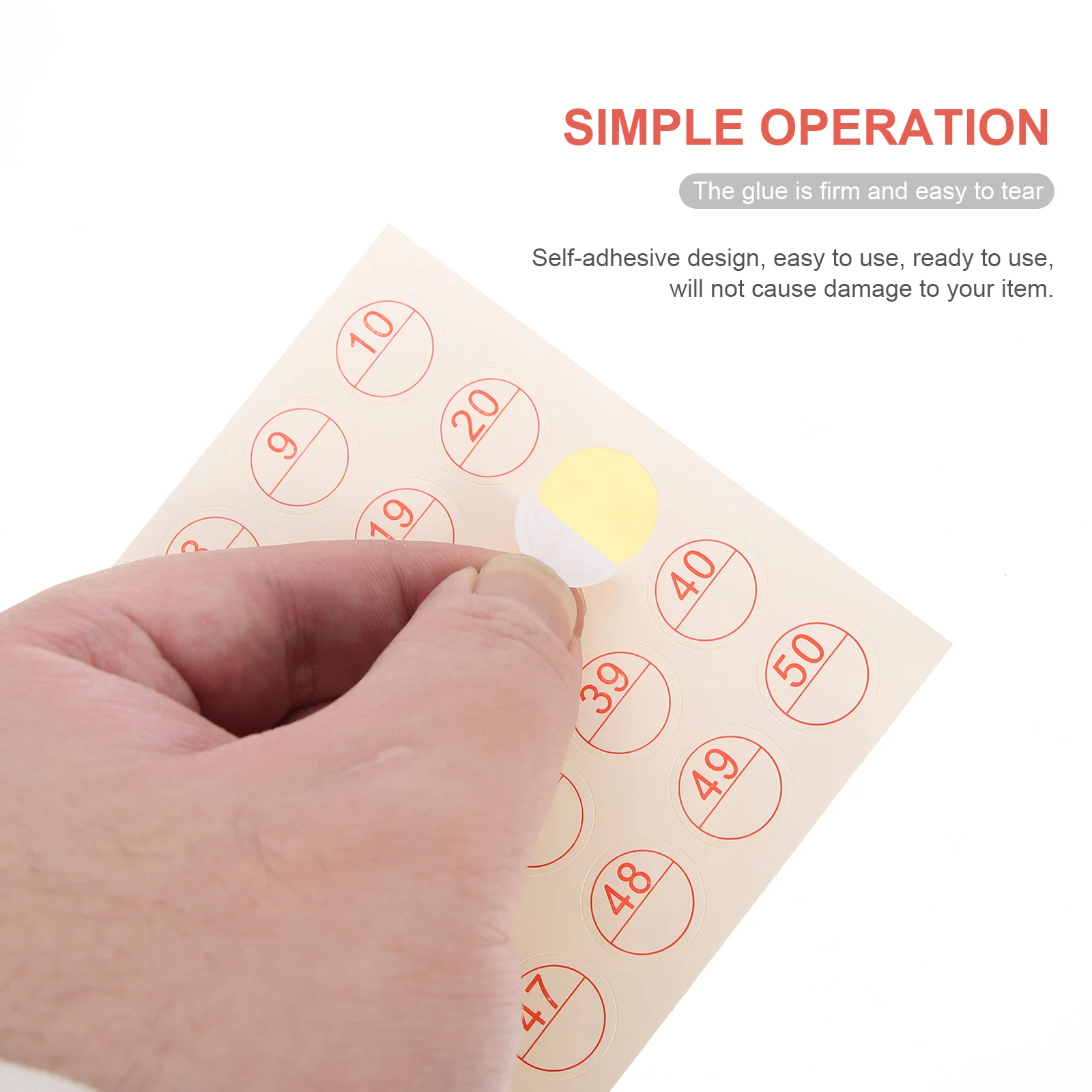 

50 Sheets Self-adhesive Label Paper Storage Bin Labels Stickers Number Point Marker Lable Numbers Labeling Numbered