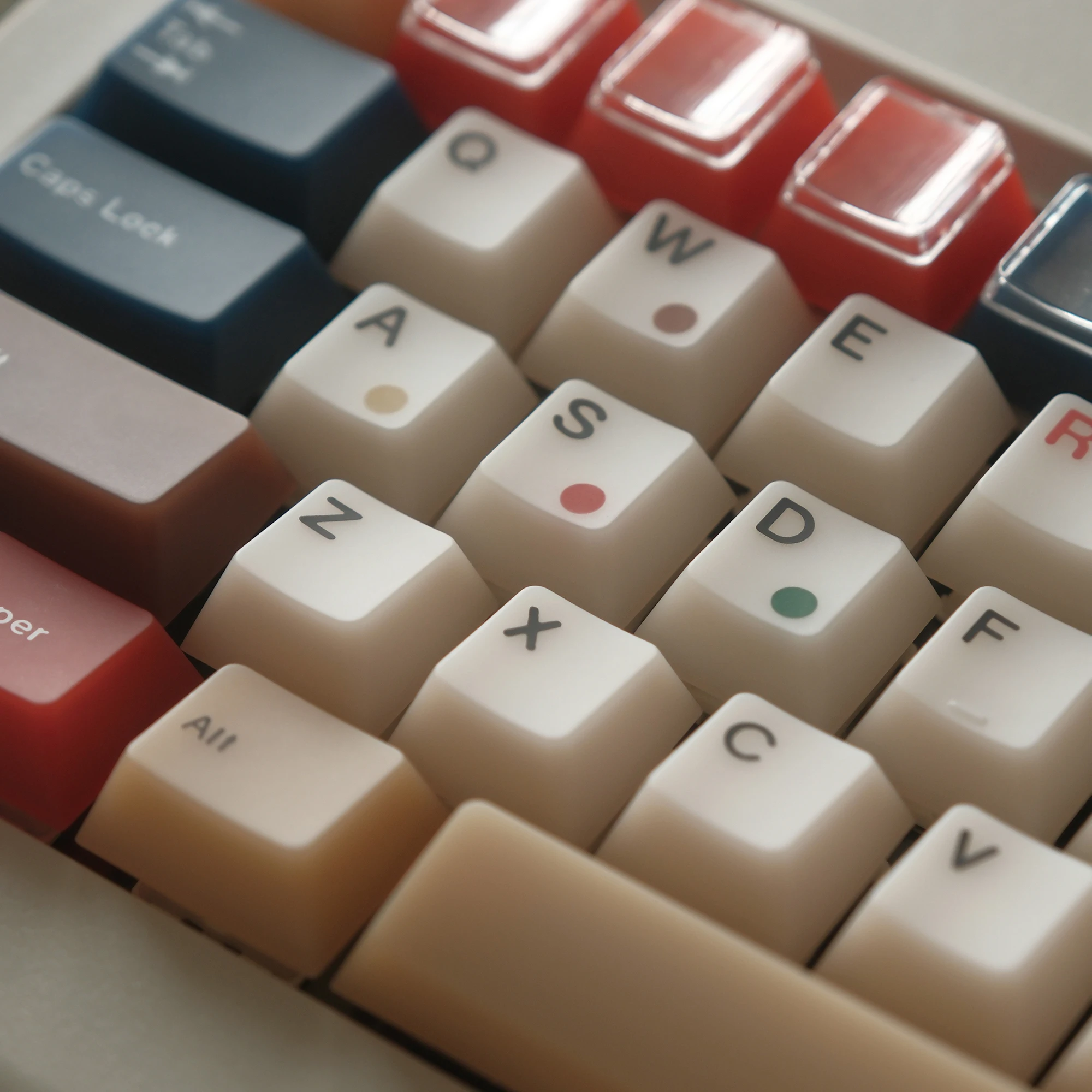 Retro Mixed Light Keycap Set Cherry Profile 187 toetsen PC-materiaal Nefriet Mist Transparante Keycaps Alice Layout Toetsenborddoppen