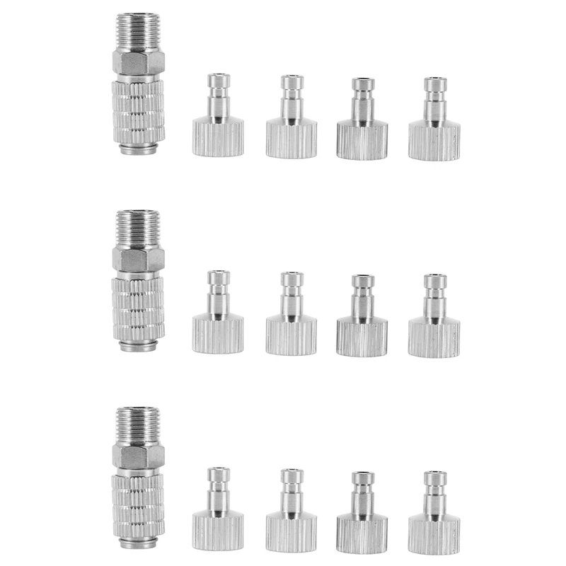 

3X Airbrush Quick Disconnect Coupler Release Fitting Adapter With 15 Male Fitting, 1/8 INCH M-F