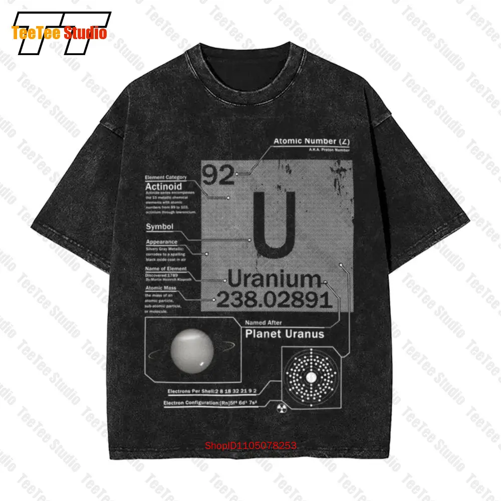 Uranium chimie Science tableau périodique Vintage T-Shirt surdimensionné 72D1