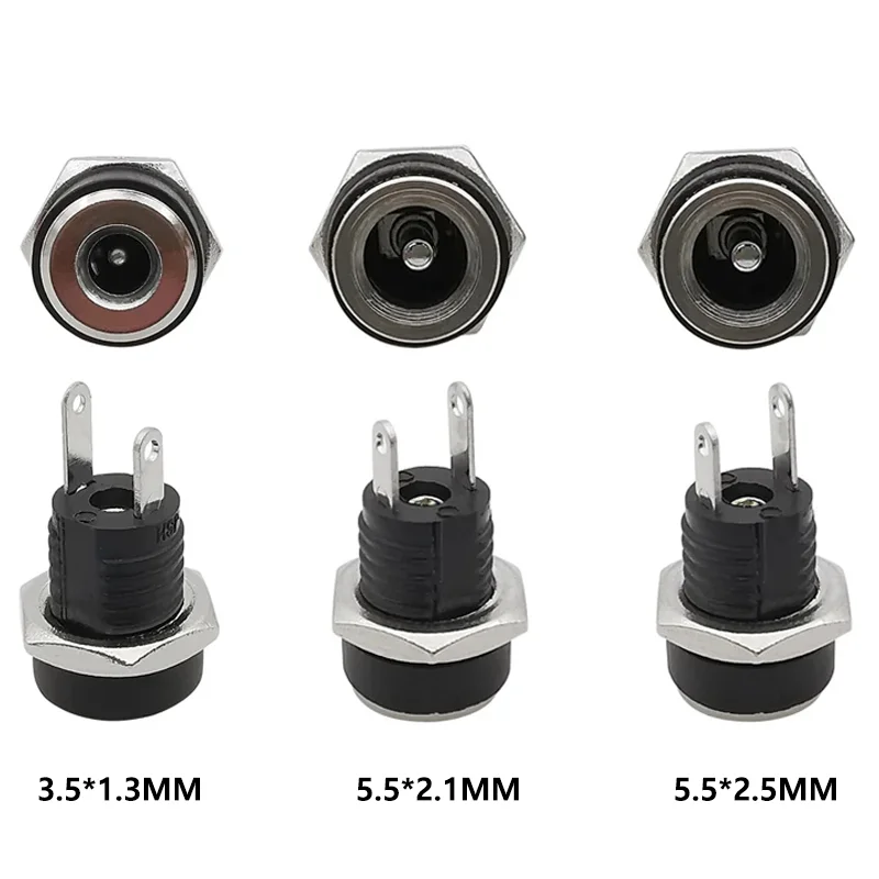 10/50 Stuks Dc022b 5.5X2.1Mm Dc Voedingsaansluiting 3.5X1.3 Dc Female Panel Mount Connector Plug Adapter 5.5*2.5Mm 2 Pin