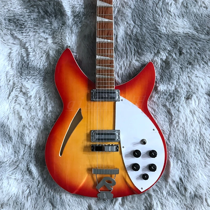 

2022! 6-string Cherry Sunburst rickenback electric guitar half hollow body Roger limited edition 6-string ricken guitarra