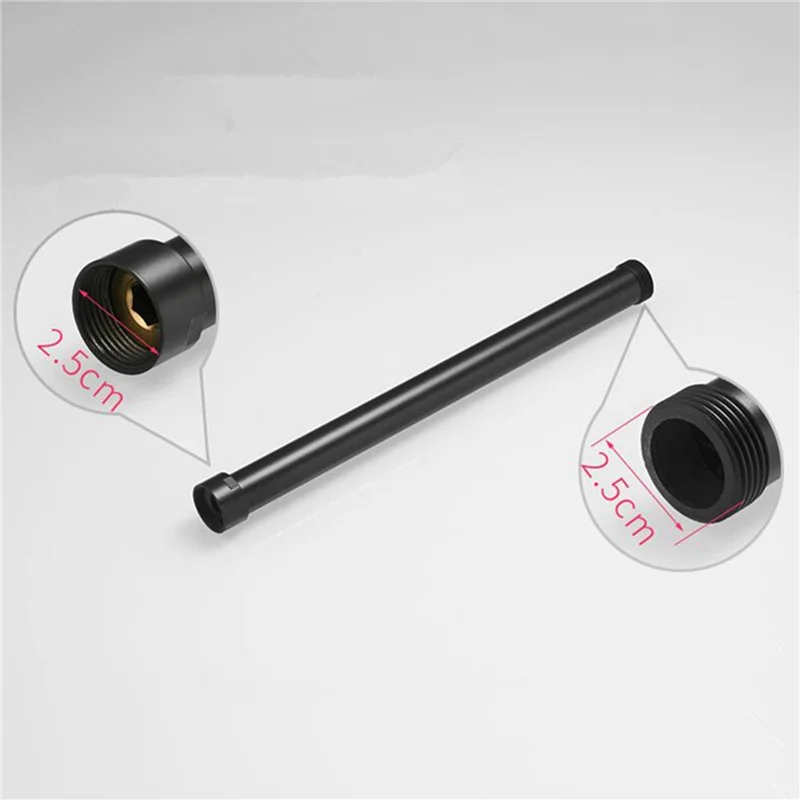 Y50A-4X Tubo de extensión de ducha negro, tubo mezclador de ducha de 30Cm de longitud, tubos de ducha de latón para baño