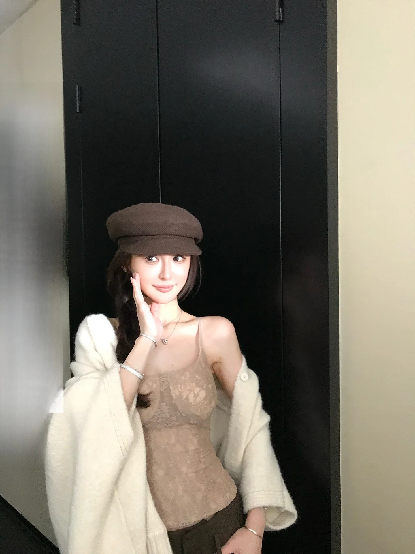 

Skk Store Yimingling Heavyweight Fluffy Wool Soft Elegant Sweater Cardigan Cowl Neck Coat Casual Loose Fit Polyester Blend