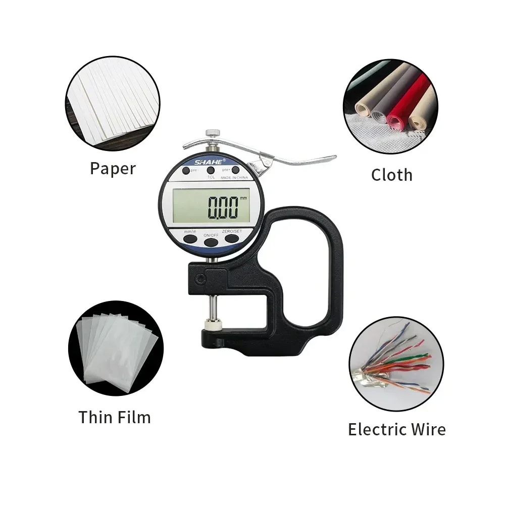 SHAHE Digital Thickness Gauge12.7/25.4mm 0.01mm Thickness Meter Inch/Metric, Suitable for Paper/Film/Leather/Wire Thickness