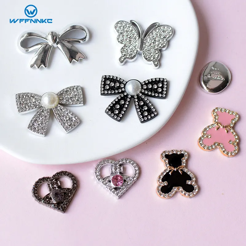 WFFNNKC 10Pcs Glitter Diamond Bowknot Bear Resin Flat Back Patch DIY Hair Clip Craft Supplies Scrapbooking Decor Accessories