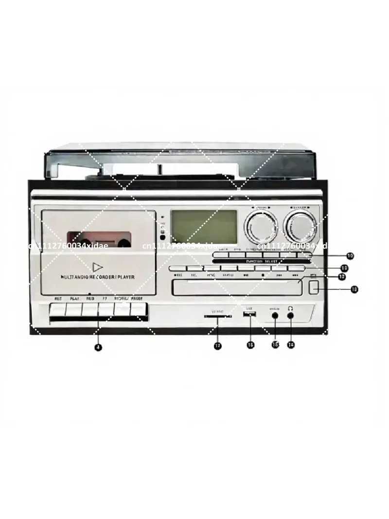 Vintage Vinyl Record Player Bluetooth CD Cassette USB Radio Retro Music System