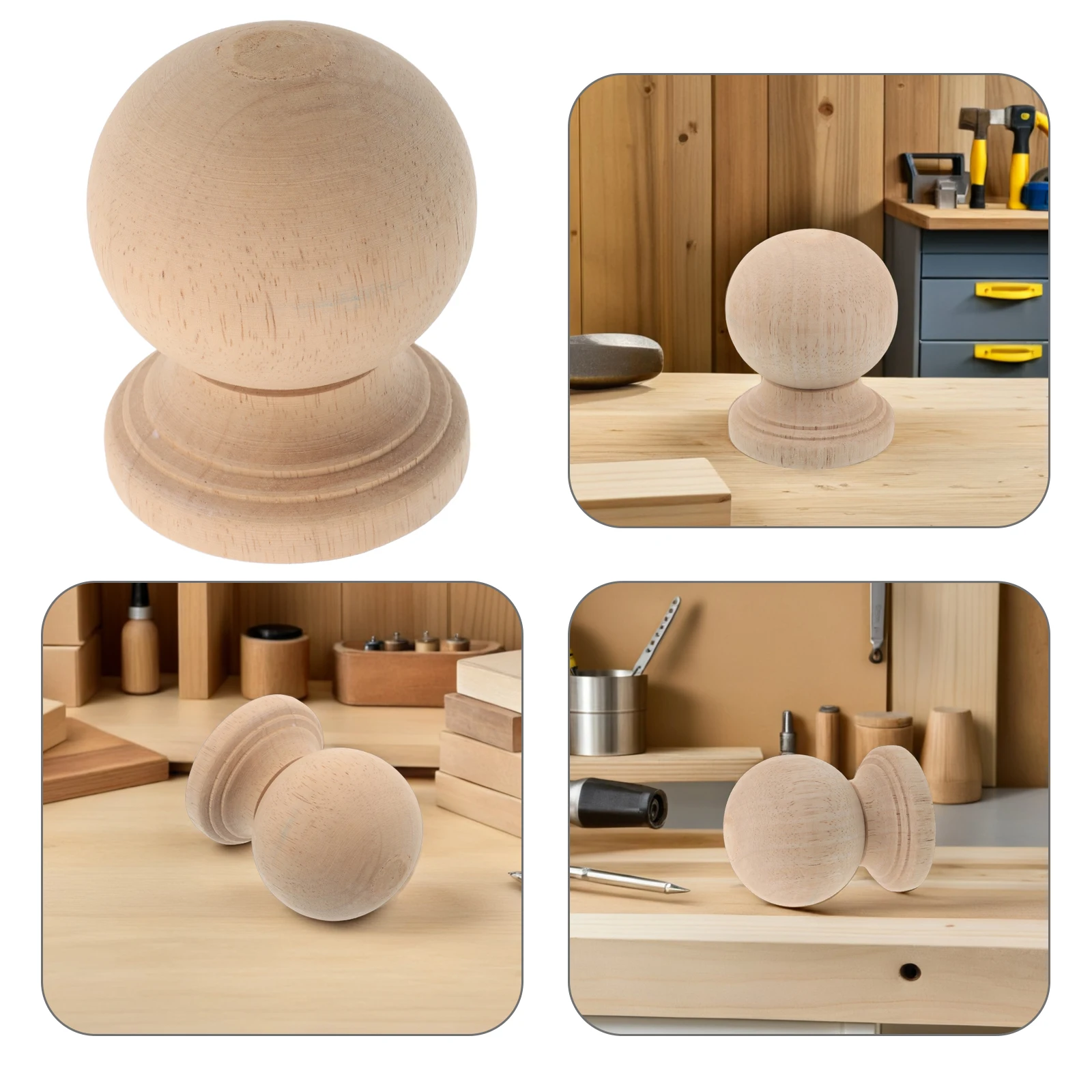 

Unfinished Solid Wood Post Cap Rustic Ball Lamp Finial Vintage Bed Post Stair Railings Decoration Unpainted Lamp Shade Fittings