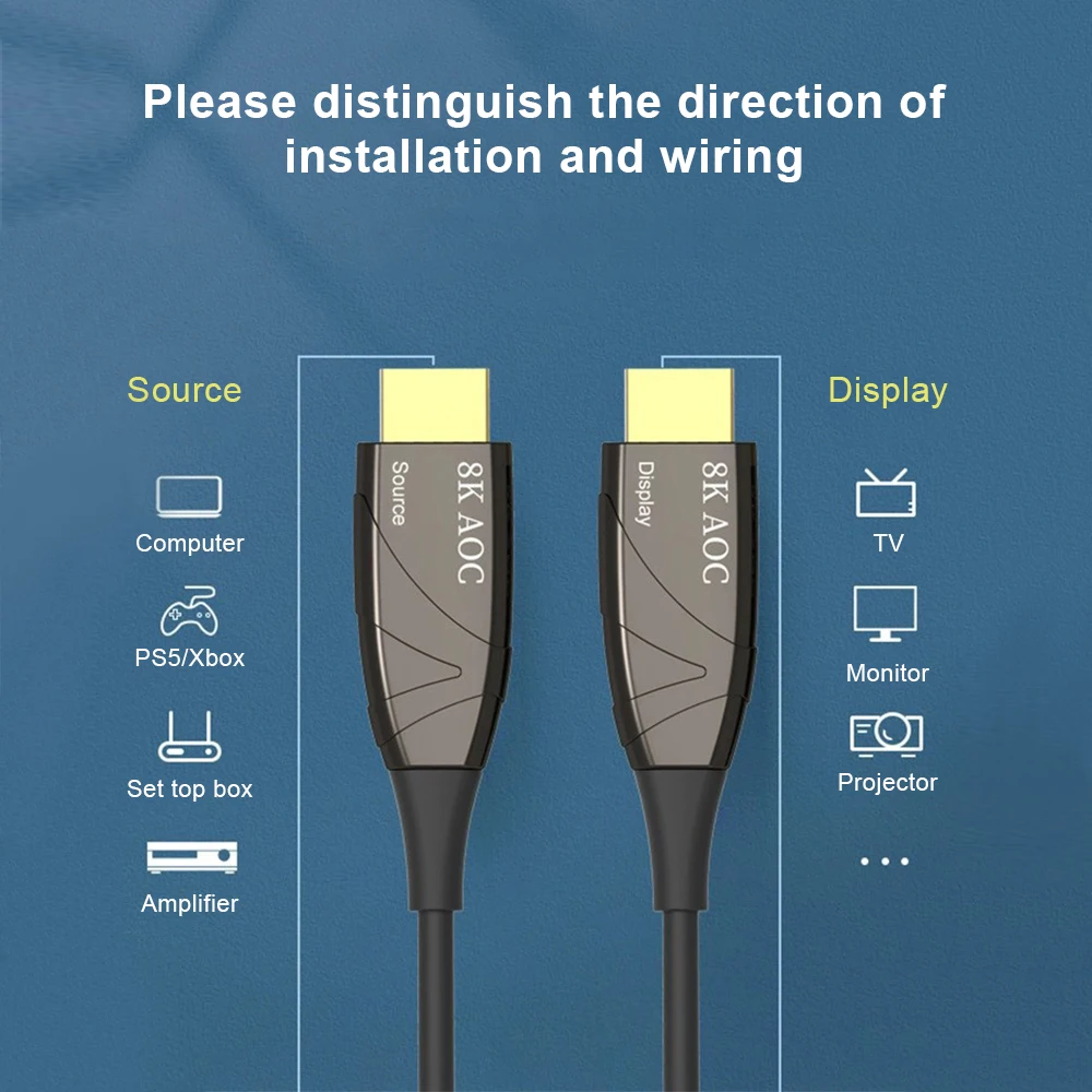 Imagem -04 - Fibra Ótica do Projeto Hdmi-cabo Compatível da Fibra 2.1 8k 60hz 4k 120hz 144hz 48gbps Earc Hdr Hdcp para o Olhar Novo de Ps5 Xbox Hdtv do pc