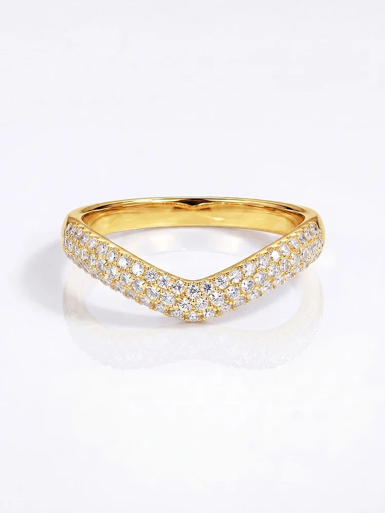 Echte Runde Moissanit-Diamant Mode V-Form Ringe für Frauen Jubiläum Hochzeit 925 Sterling Silber Feiner Schmuck – Detail 6