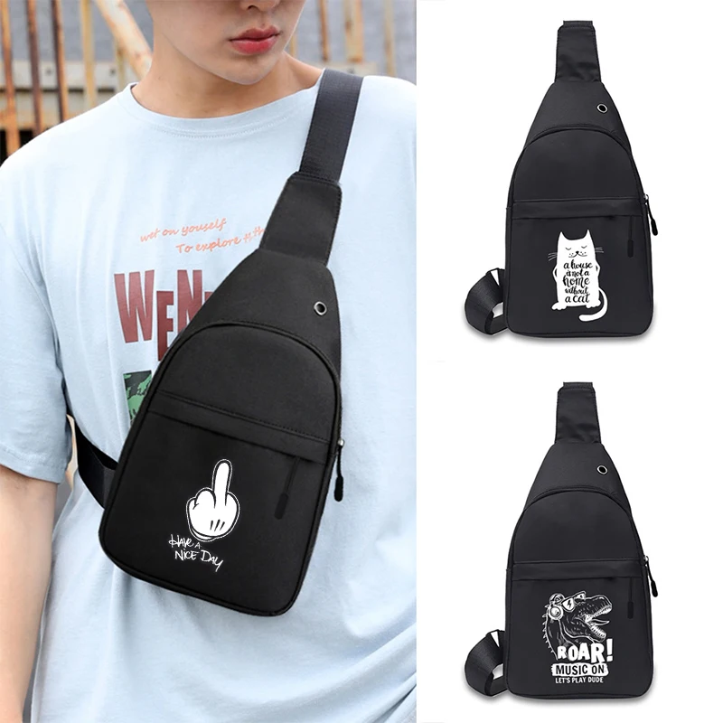 

Men Shoulder Chest Bags Anime Print Casual Small Waist Bag Short Travel Carry Phone Wallets Organizer Male Crossbody Fanny Pack