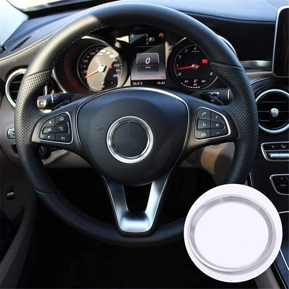 Aluminum Alloy Chrome Steering Wheel Ring Decoration Cover for Mercedes Benz CLA GLE GLC A B C Class W204 W246 W176 W117 C117