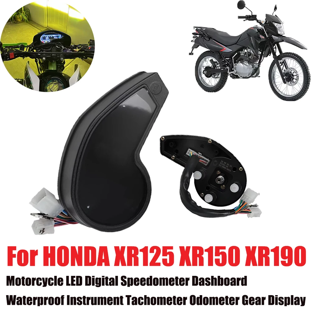 

For HONDA XR125 XR150 XR190 Motorcycle LED Digital Speedometer Dashboard Waterproof Instrument Tachometer Odometer Gear Display