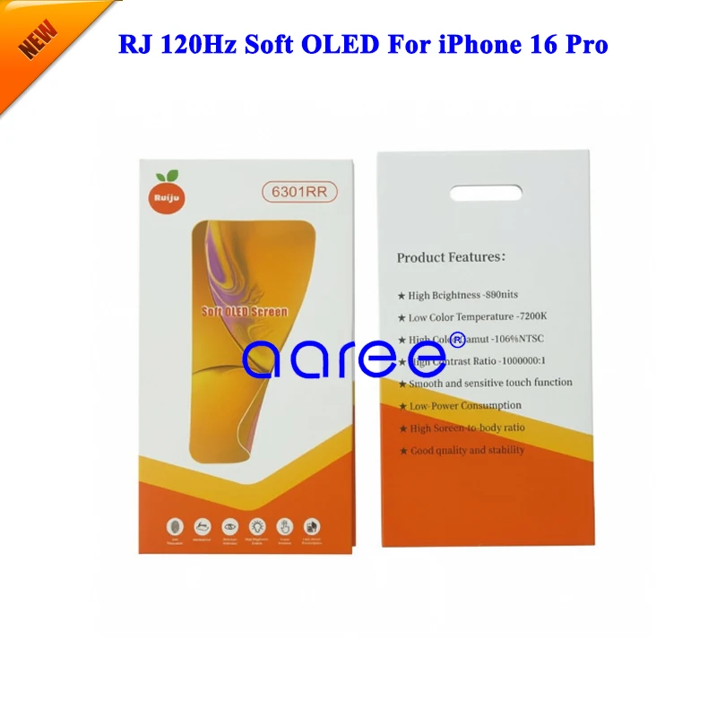 RJ 120Hz Soft OLED Display For iPhone 16 Pro Soft OLED Display LCD Screen Touch Digitizer Assembly