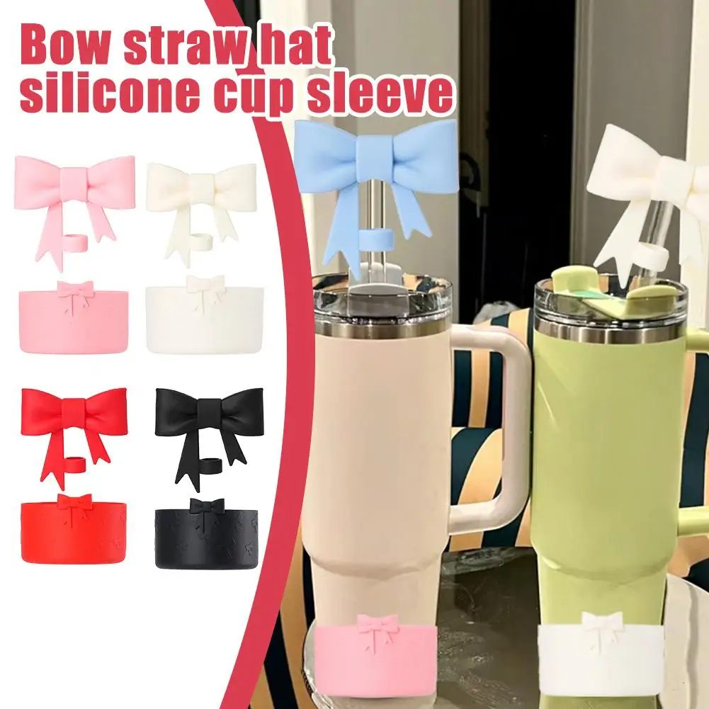 1 Set For Stanley Silicone Bow Shape Straw Covers Cap Cute Reusable Straw Topper Cup Straw Stopper 30/40oz Mug Tumbler Lid