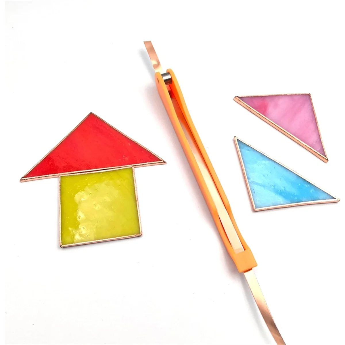 ABNJ 1set Copper Foil Hand Foiler for Stained Glass, 7/32Inch Hand Foiler Tool Kits,Stain Glass Tools and Supplies