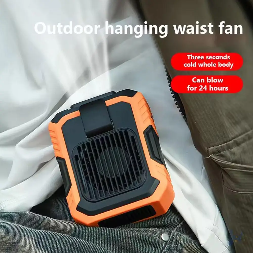 New Outdoor Waist Mounted Fan Polymer Battery Anti Bladeless Power Portable Drop Absorption Neck Bank USB With Shock Fan Ha U5V8