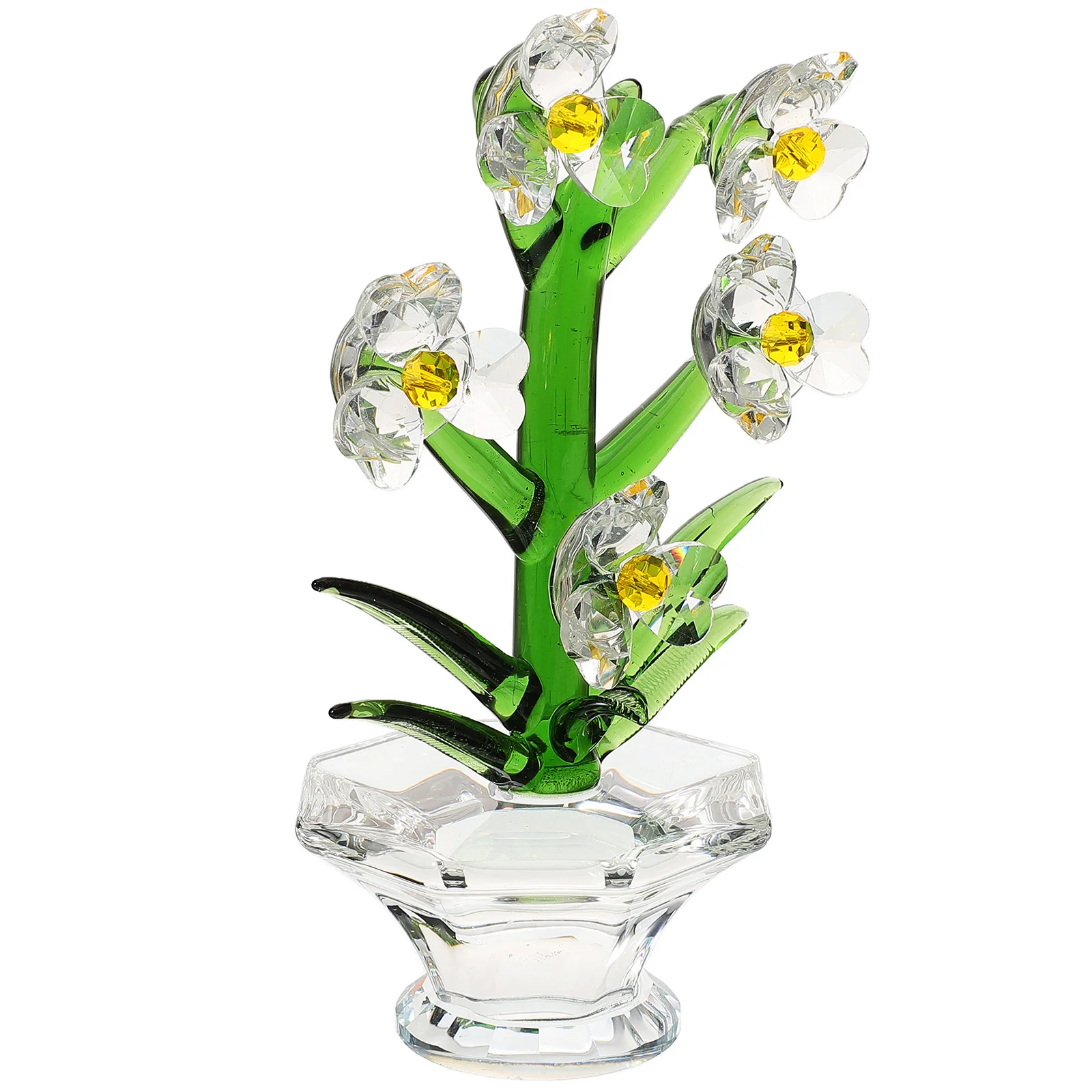 

Creative Crystal Flower Decor Fake Orchid Bonsai Small Compact Desktop Crystal Sculpture Ornament Desktop Flower Adornment