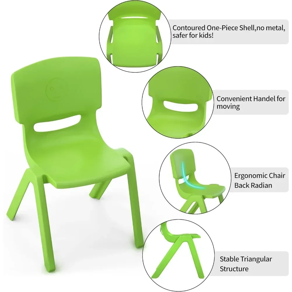 School Chairs 6 Pieces Colorful Stackable with 11 Inch Seat Height Plastic Classroom Chairs Indoor Outdoor Kids Study Chair