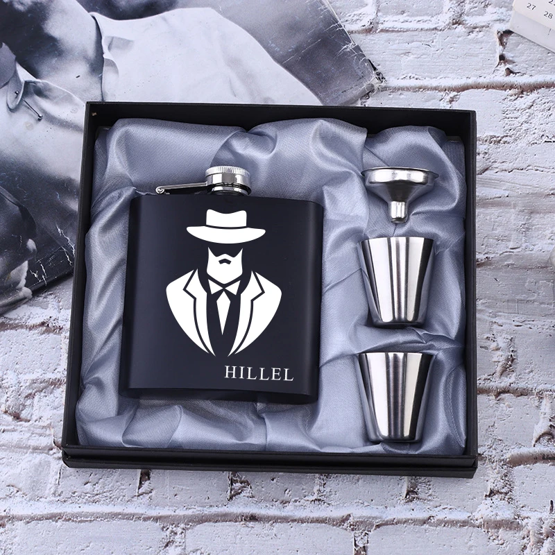 

Personalized Flask 6oz Hip Flask Stainless Steel Engrave Flask Best Man Groom Gift White Box Packing Wedding Customized Logo