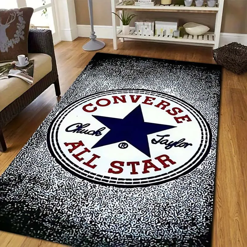 C-Converse Soft Flannel Print Rug Anti Slip Absorbent Mat Round Star Carpet Living Room Bedroom Sofa Entrance Washable HomeDecor