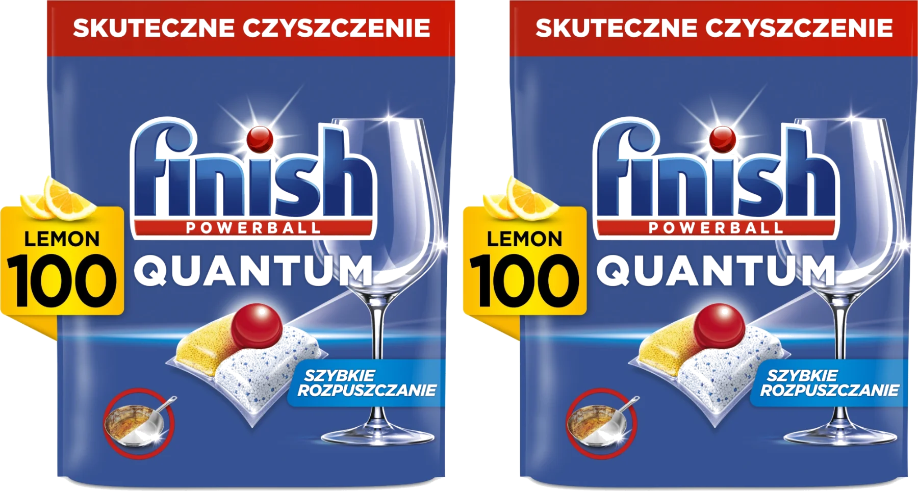 Cápsulas para Lavavajillas FINISH Powerball Quantum Todo en 1 Limón 2x100 Unidades