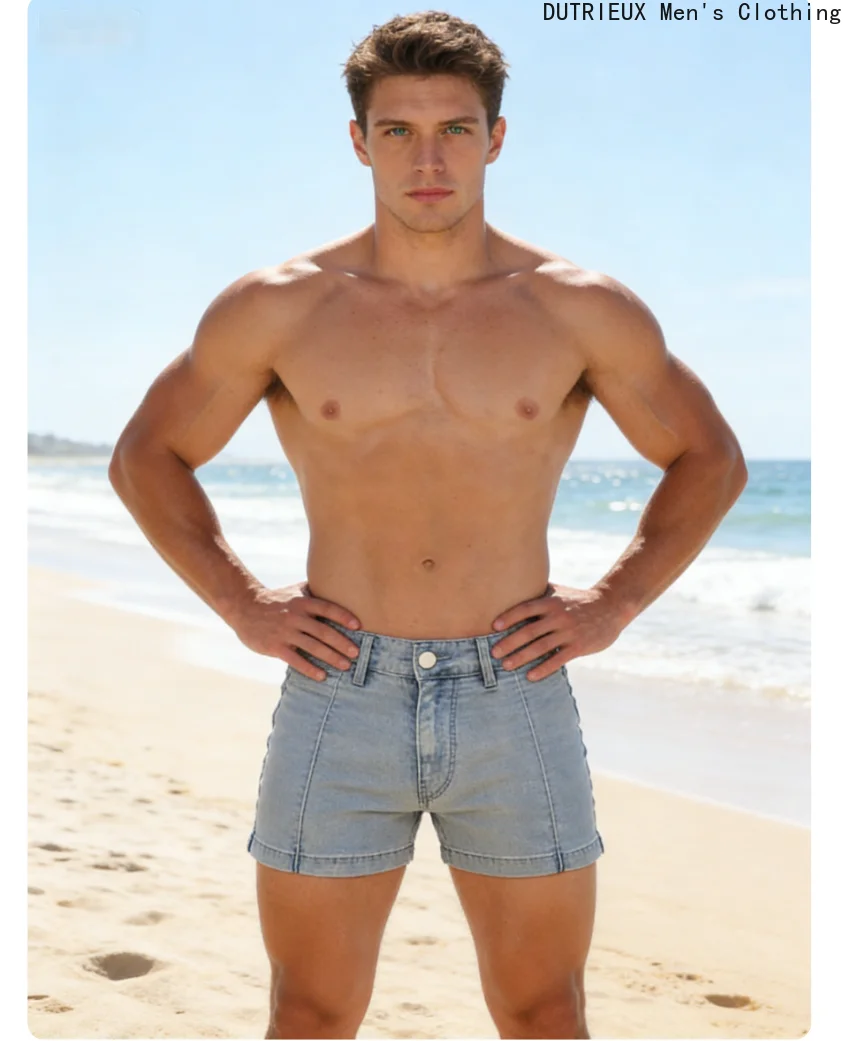 

Men's High Quality Cotton Denim Shorts Men's Stretchy Cotton Skinny Denim Shorts Tight-Fitting High-Quality Casual Jeans Shorts